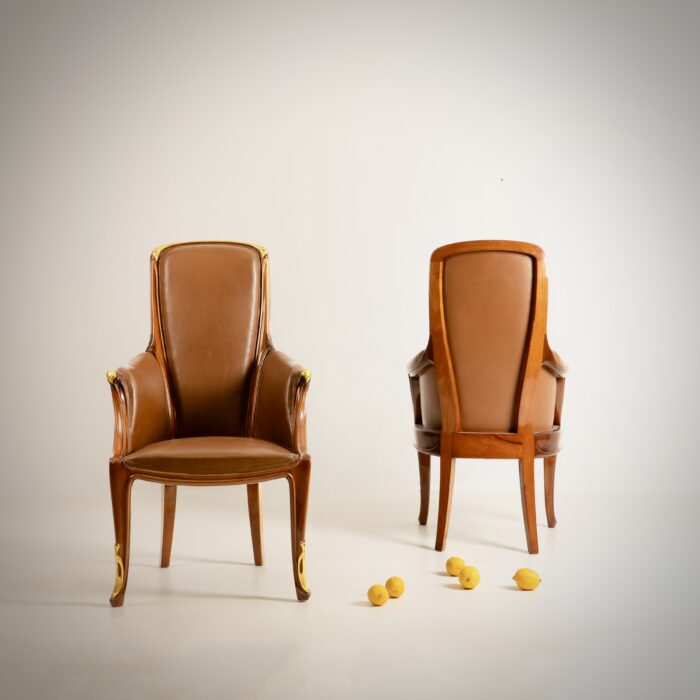 LOUIS MAJORELLE, fauteuils Viorne, Art Nouveau – Image 3