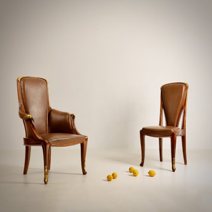 LOUIS MAJORELLE, fauteuils Viorne, Art Nouveau – Image 4