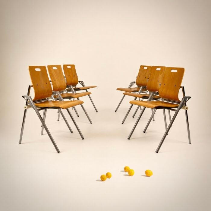 XAVIER MATEGOT, 6 chaises pliantes XM7, FARJON Ed., C.1985
