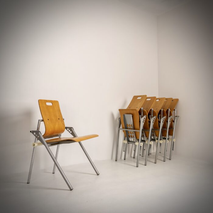 XAVIER MATEGOT, 6 CHAISES PLIANTES XM7, FARJON ED., C.1985