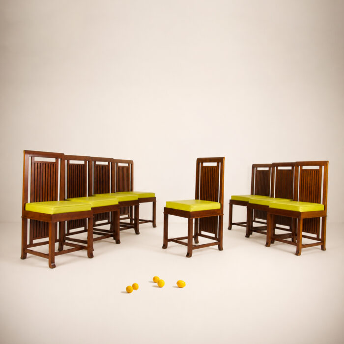 FRANK LLOYD WRIGHT, set de 8 chaises 614 Coonley 2, édition Cassina, 1907-1992