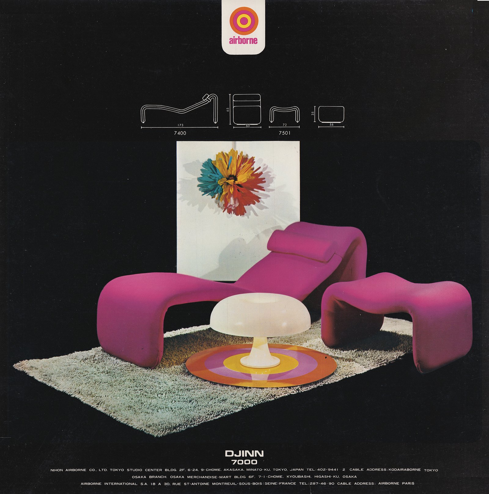 Olivier Mourgue, série Djinn, Airborne, catalogue 1969