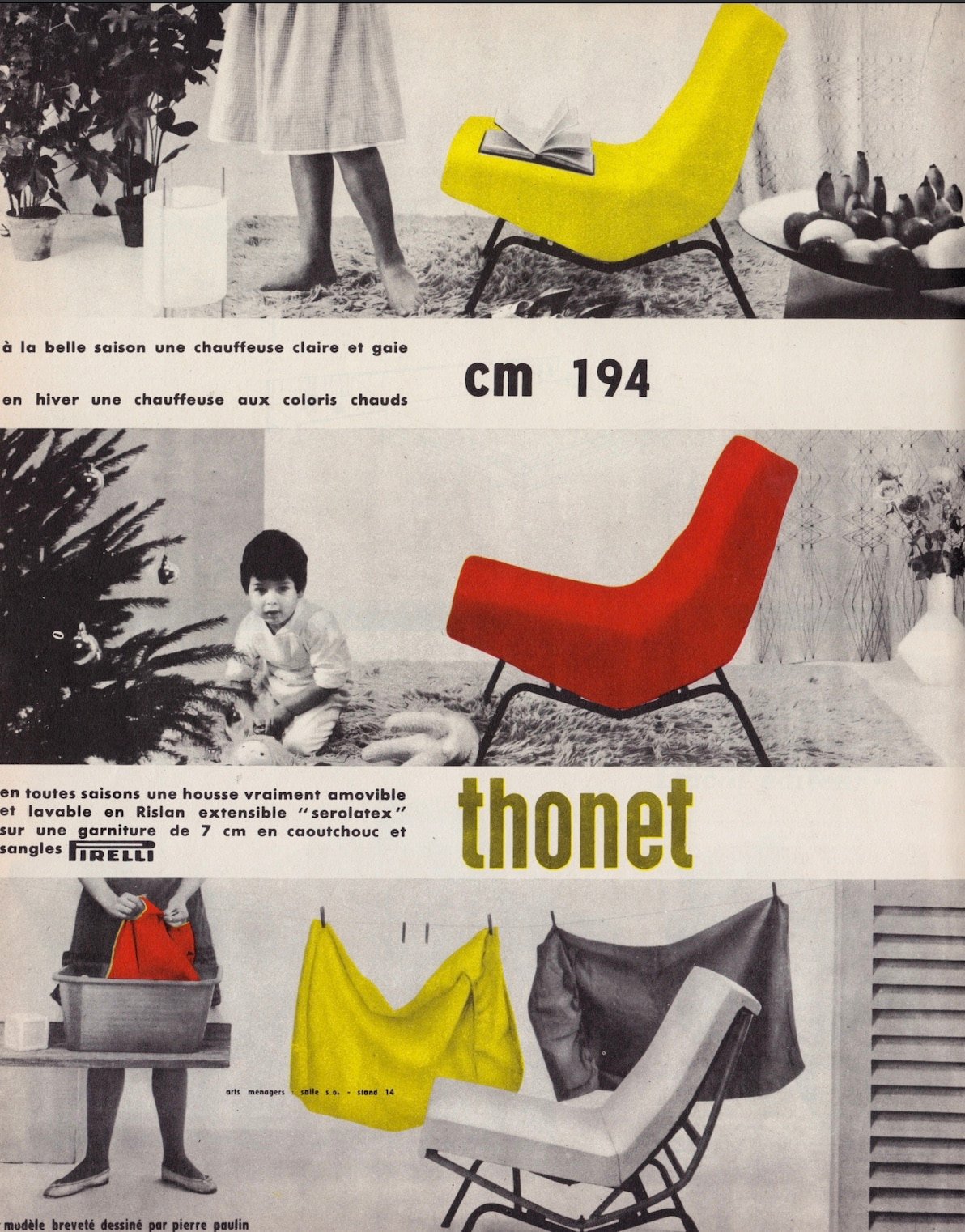 Publicité Thonet France pour Pierre Paulin, 1960